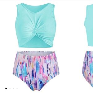 Twist Front High Waisted Tankini